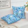 HZYKDWD Set of 2 Boho Floral Pillow Covers, 20 x 20 in, Blue view 4