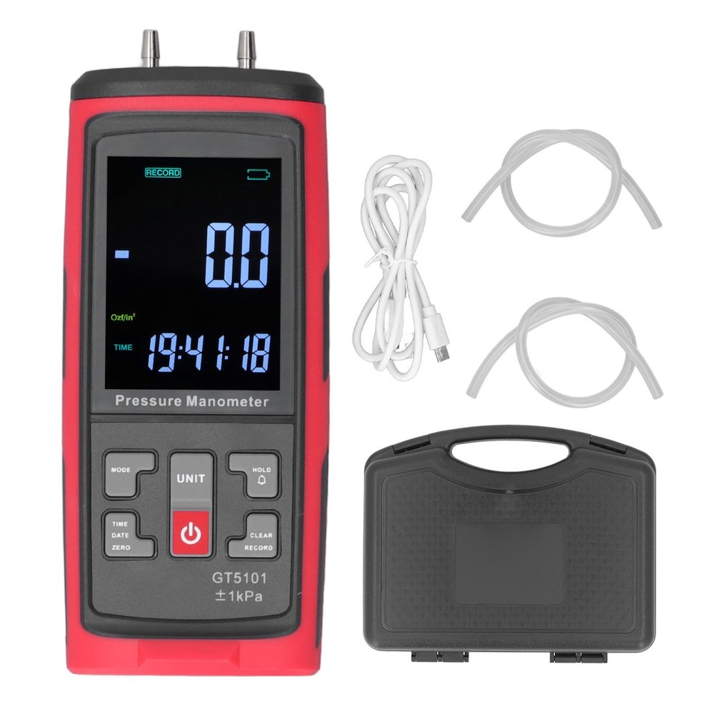Handheld High-Accuracy Digital Manometer, Dual-Port Gas Pressure Tester