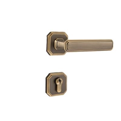 Chinese Brass Interior Door Lock, Magnetic Split Door Lock with Handle for Bedrooms, Black, Bronze