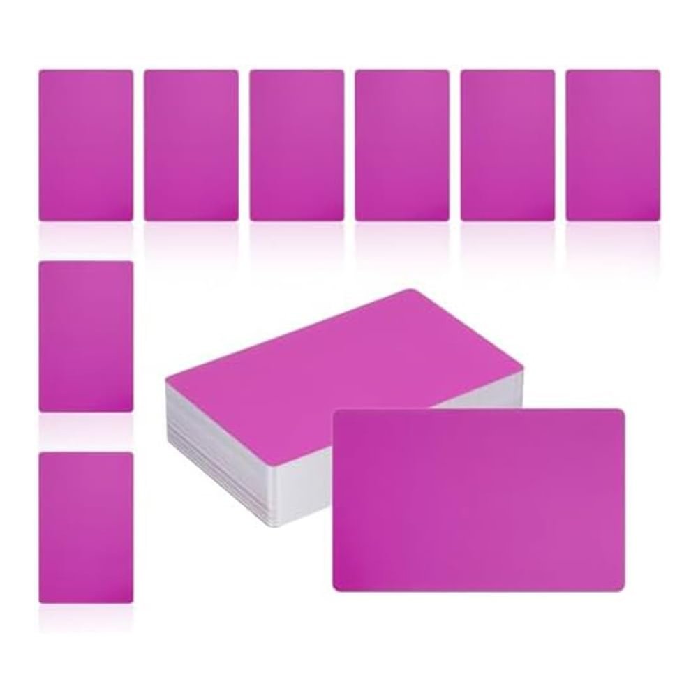 Hlxnyami 150 Metal Business Card Blanks, 1/64, 3.4 x 2, Aluminum Laser Engraving Material for DIY Business Cards, Purple