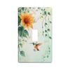 Sunny Floral Light Switch Wall Plate, Yellow Sunflower and Hummingbird, Standard Single Toggle view 1