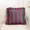 Dutchwool Square Ruffled Throw Pillow Covers, 18 x 18 in, 2-Pack, Red and White Striped, Green view 2