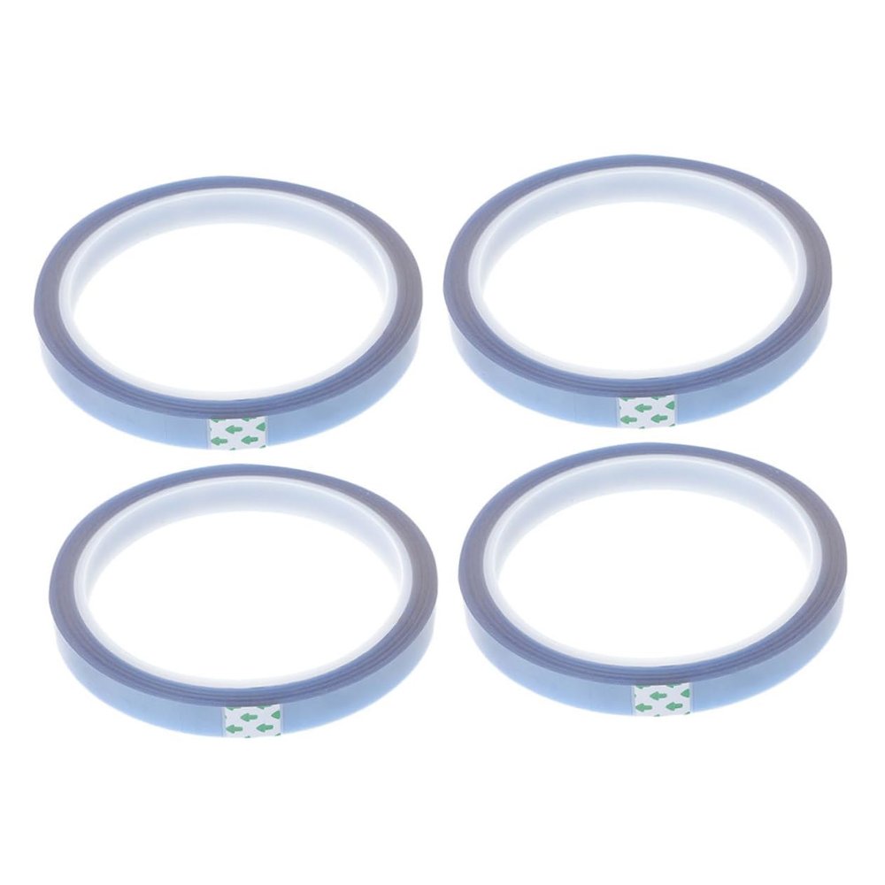 JEWEDECO Blue Heat-Resistant Tape, 4 Rolls, 10 mm x 3, with Silicone Adhesive for Heat Presses