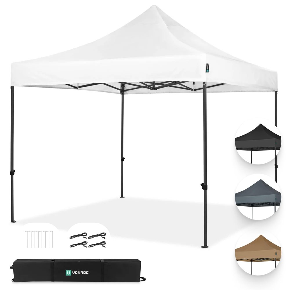 VONROC 3x3 m Waterproof Stable Gazebo - EasyUp Party Tent [3-Minute Setup]