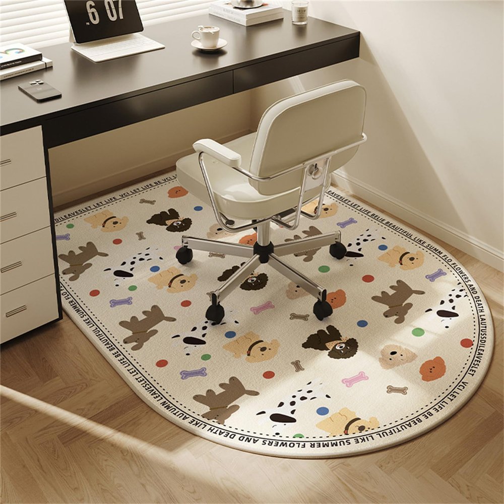 Hixingo Office Chair Floor Mat for Carpet, Hard Floors, Beige Dog, 120 x 90 cm