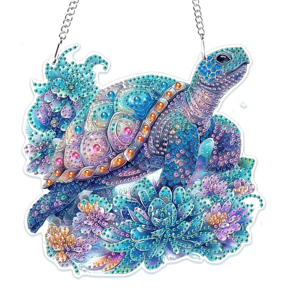 MOGTAA 5D Turtle Diamond Painting Pendant with Chain