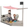 Outsunny Wooden Sandbox with Cover, 180 x 103 cm, Gray, for Kids view 1