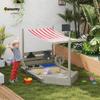 Outsunny Wooden Sandbox with Cover, 180 x 103 cm, Gray, for Kids view 2