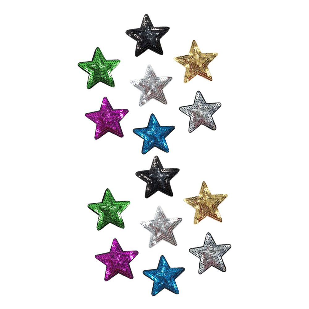 Sequin Star Iron-On Patches for Clothing, 14 Pieces, Christmas Event
