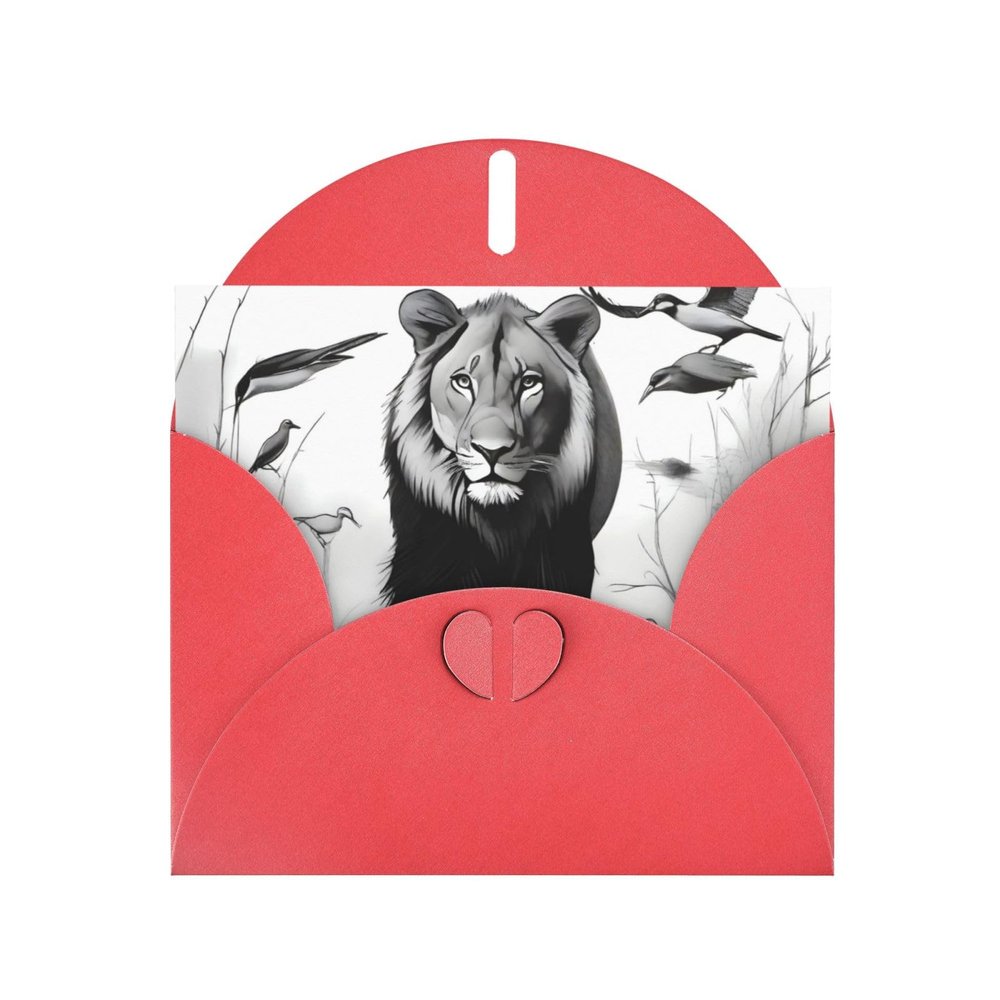 PHAYAH Wildlife Animal Holiday Cards, 10-Pack with Red Envelopes