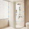 Haoyunll Foldable Waterproof Mold-Resistant Shower Curtain with Hooks, Beige, 180 x 200 cm view 2
