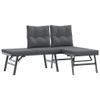 Massbinet Garden Benches with Cushions, 2 Adjustable Benches, Black Powder-Coated Steel view 1