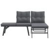 Massbinet Garden Benches with Cushions, 2 Adjustable Benches, Black Powder-Coated Steel view 2