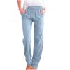 CSHE Women's Casual Cotton-Linen Pants with Drawstring, Straight Leg, S-5XL view 1