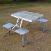 GTATBTG Folding Aluminum Picnic Table with 4 Seats, Portable Camping Grill Table for Travel, Grilling, and Outdoor Parties - Easy to Set Up, Lightweight, and Durable view 4