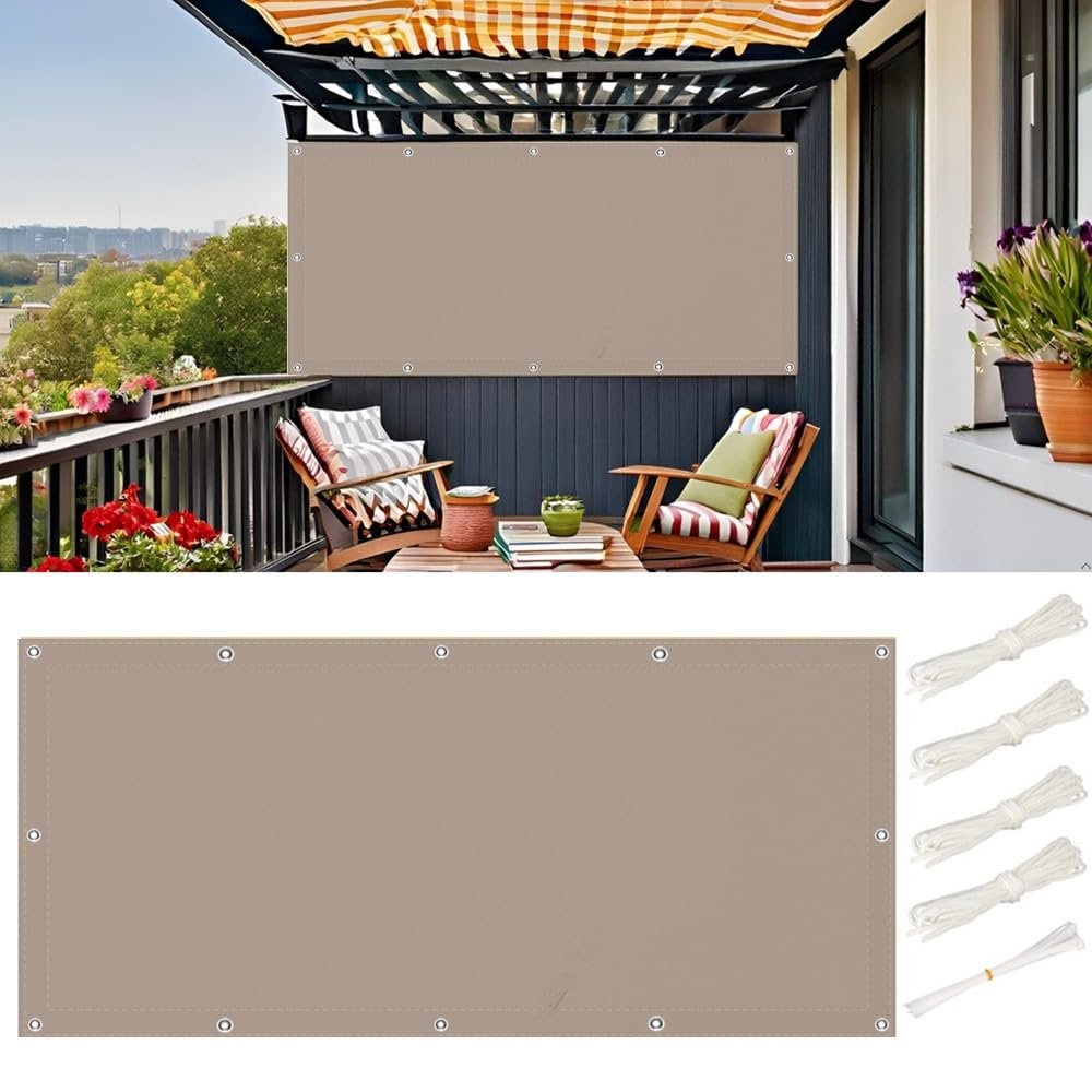 Rectangular Waterproof Sun Shade Sail 4.5 x 7 m with Eyelets and Ropes, Brown