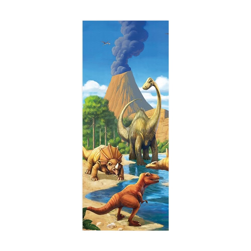 3D Self-Adhesive Retro Dinosaur Door Wallpaper, Removable Vinyl Wall Mural, 100 x 200 cm