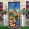 3D Self-Adhesive Retro Dinosaur Door Wallpaper, Removable Vinyl Wall Mural, 100 x 200 cm view 3