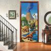 3D Self-Adhesive Retro Dinosaur Door Wallpaper, Removable Vinyl Wall Mural, 100 x 200 cm view 4