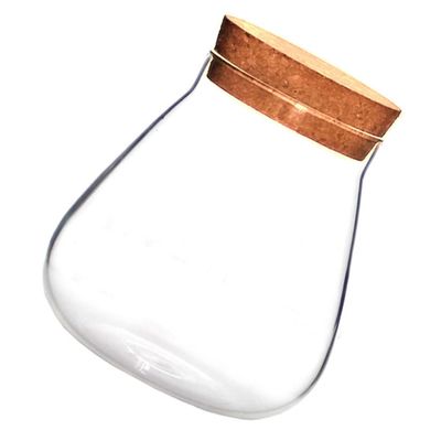 HANABASS Decorative Brown Glass Bottle with Cork Stopper for Storing Small Items and Flowers in a Terrarium