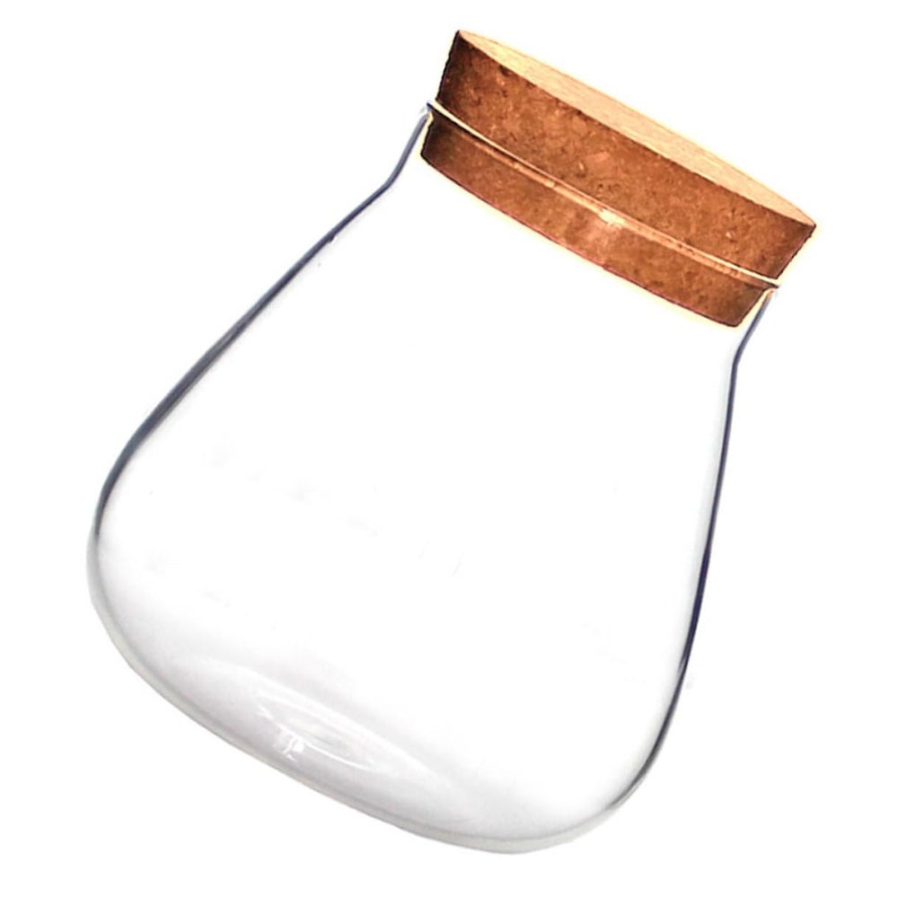 HANABASS Decorative Brown Glass Bottle with Cork Stopper for Storing Small Items and Flowers in a Terrarium