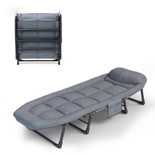 WXQZHF Folding Cot with Mattress for Adults, Sturdy Steel Frame, 6 Positions, 200 x 66 x 35 cm