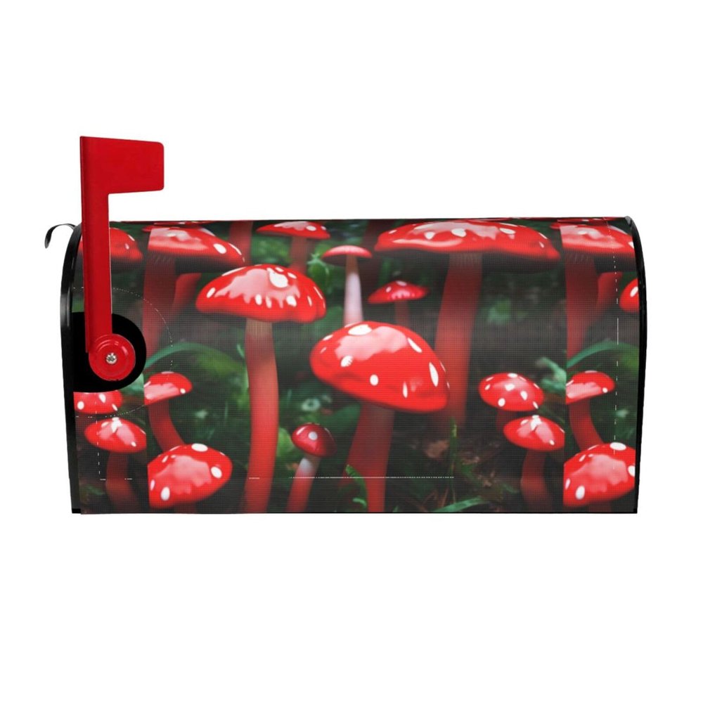 Magnetic Mailbox Cover with Red Mushrooms