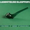 Handcrafted Glass Pipe – Durable Borosilicate Glass, Curved Long Mouthpiece, Secure Filter Holder, 10 Filters, 3-in-1 Pipe Tool, Cleaning Brush & Storage Box (Green) view 2