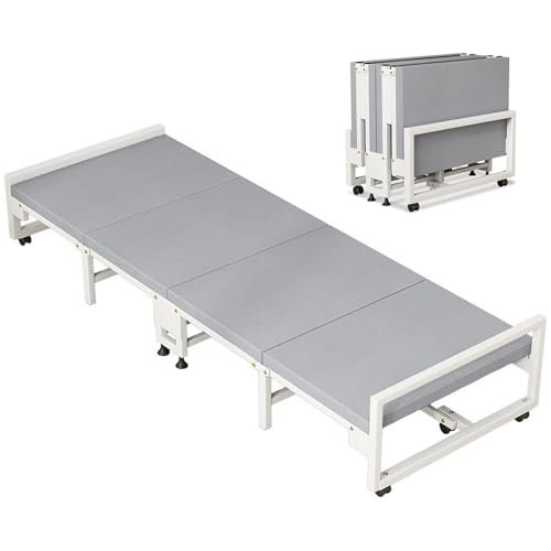 WXQZHF Portable Folding Bed for Adults with Mattress, Metal Frame, 190 x 60 x 23 cm