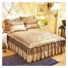 GMVZGQW 3-Piece Luxury Lace Bed Skirt Set, Camel, 150 x 200 cm view 1