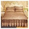 GMVZGQW 3-Piece Luxury Lace Bed Skirt Set, Camel, 150 x 200 cm view 2