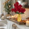 Hollyone Red Artificial Phalaenopsis Orchids with Gold Glass Vase view 4