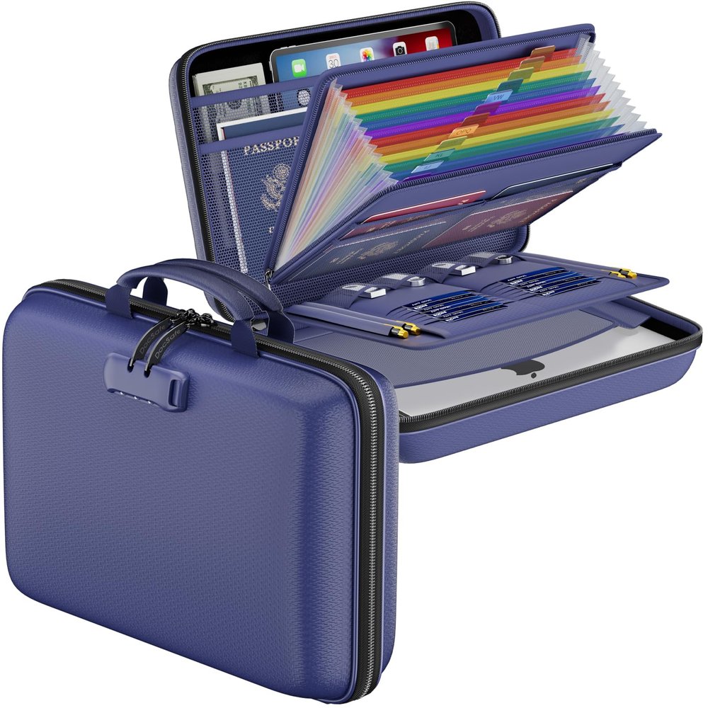 DocSafe Fireproof File Organizer with Lock, 13-Pocket Accordion Document Box