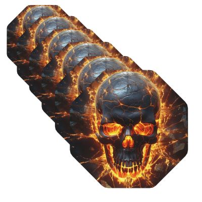 Shattering of Skull Leather Coasters, Set of 6