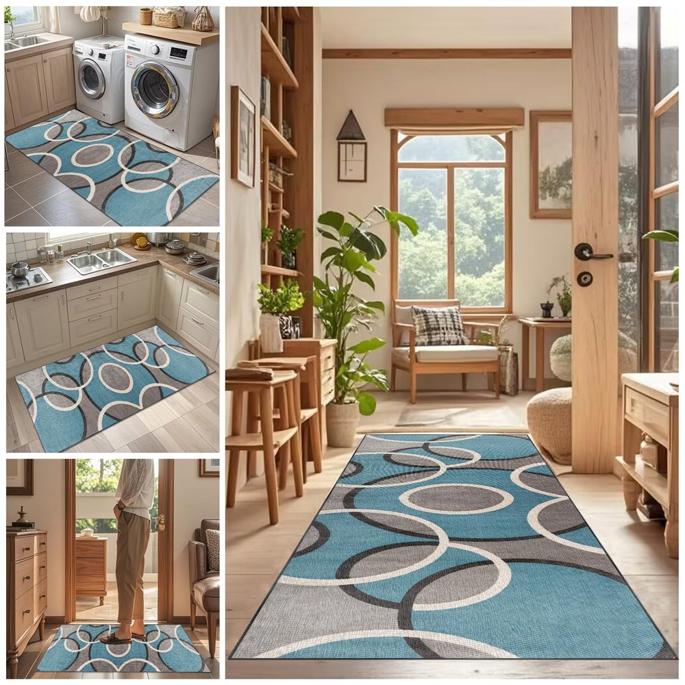 Tehocwiz Hallway Runner Rug, 40 x 60 cm, Washable Dirt-Resistant Indoor Mat, Non-Slip Kitchen Runner for Hallway, Living Room and Entryway