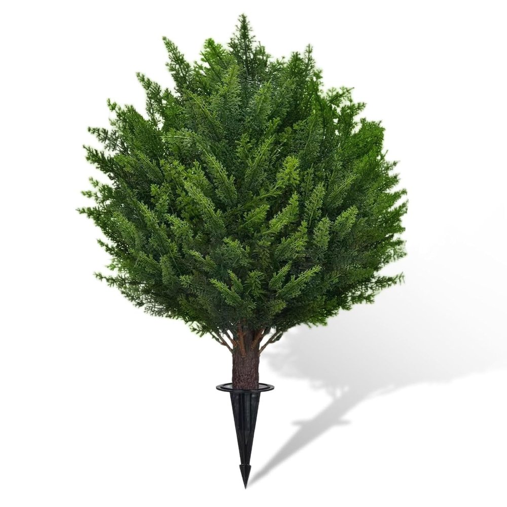 45 cm Artificial Cypress Topiary Ball Tree with Ground Stake, Faux Boxwood Ball for Outdoor Front Porch and Garden