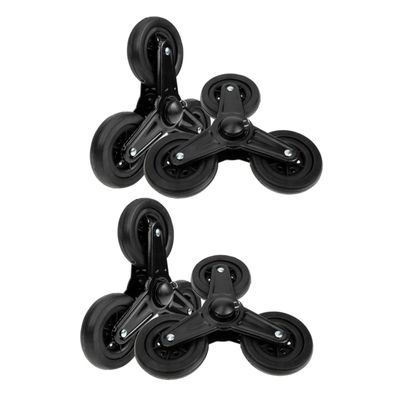 Stair-Climbing Cart Accessories, 2 Pairs of Iron Wheels, Black