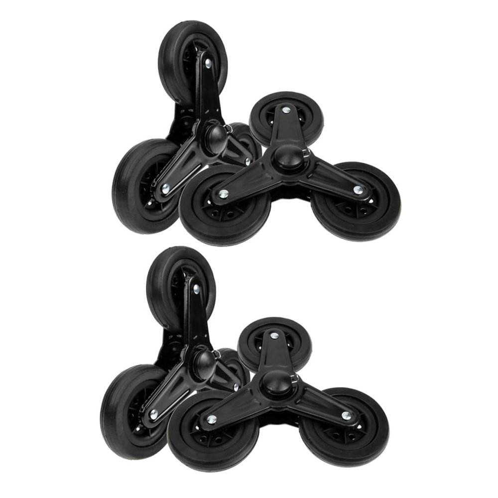 Stair-Climbing Cart Accessories, 2 Pairs of Iron Wheels, Black