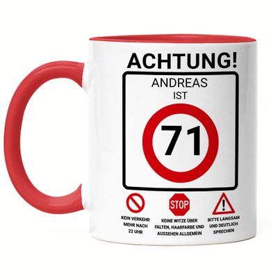 Kiddle-Design Personalized 71st Birthday Mug, Speed Limit 71 Sign, Red