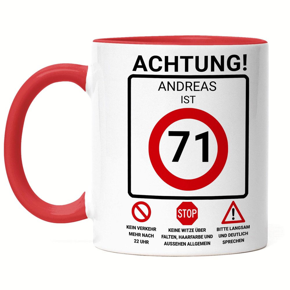Kiddle-Design Personalized 71st Birthday Mug, Speed Limit 71 Sign, Red
