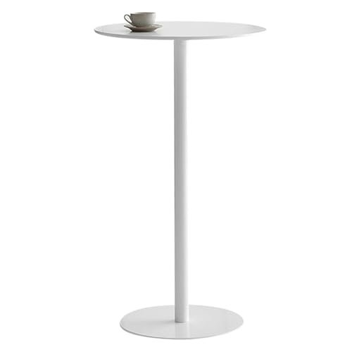 Round White Cocktail Bar Table with Metal Base