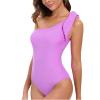 Women's Tummy-Control One-Piece Swimsuit, Slimming Push-Up Monokini with High Waist, Removable Pads and Open Back view 3