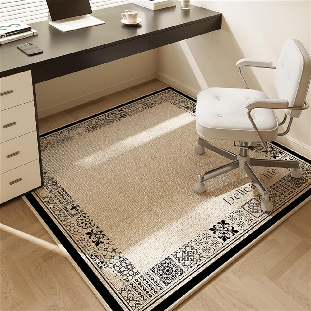 Hixingo Office Chair Floor Protection Mat for Carpet and Hard Floors, Non-Slip, Scratch-Resistant, Black Boho, 80 x 120 cm