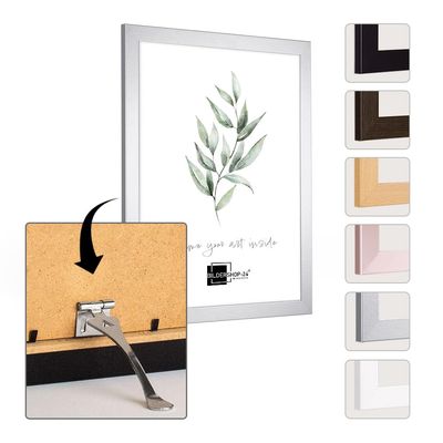 Bildershop-24 London Picture Frame with Easel, Brushed Aluminum Finish, 18 x 24 cm, Anti-Glare