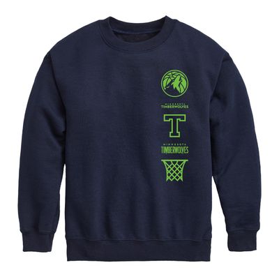 Junk Food X NBA Stacked Logo Officially Licensed Kids' Fleece Crewneck Sweatshirt