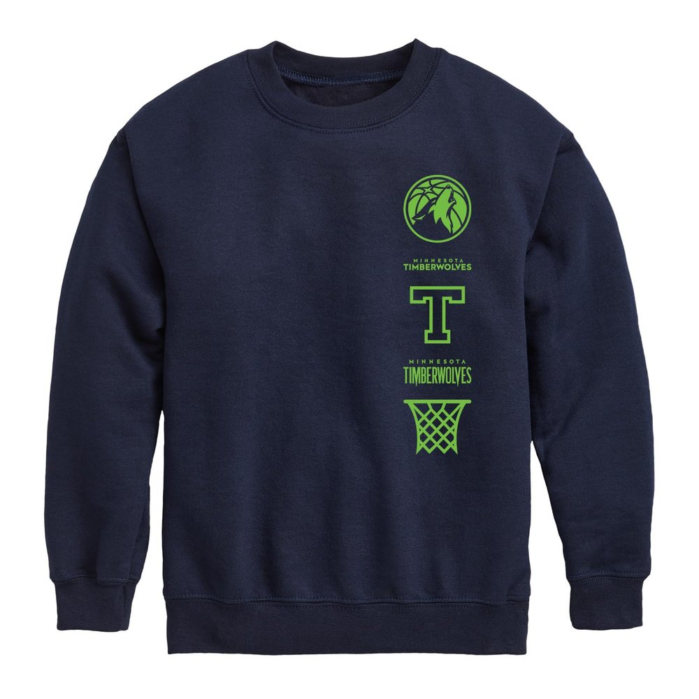 Junk Food X NBA Stacked Logo Officially Licensed Kids' Fleece Crewneck Sweatshirt