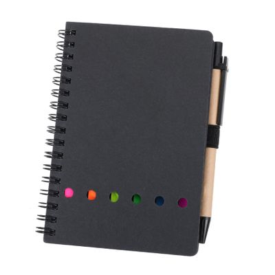 HOUDERCO Loose-Leaf Notebook Set with Pen and Stickers, Black