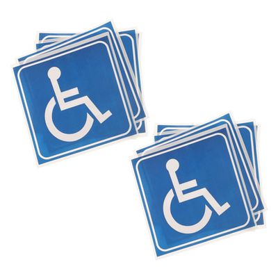 Homoyoyo Self-Adhesive Blue PVC Stickers with Clear Wheelchair Symbol, Scratch-Resistant, 10-Pack
