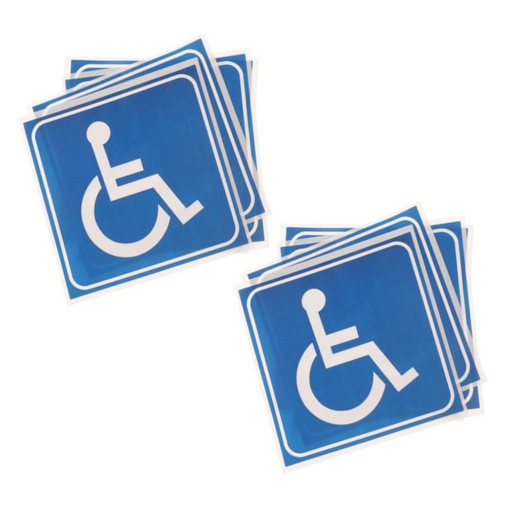 Homoyoyo Self-Adhesive Blue PVC Stickers with Clear Wheelchair Symbol, Scratch-Resistant, 10-Pack