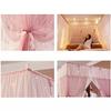 PYCJNFC Double-Bed Canopy, Princess Bed Curtain, 4-Corner Design, Side Openings, Polyester, Elegant Tent, Easy Installation, Blue, 1.5 x 2.0 m view 4